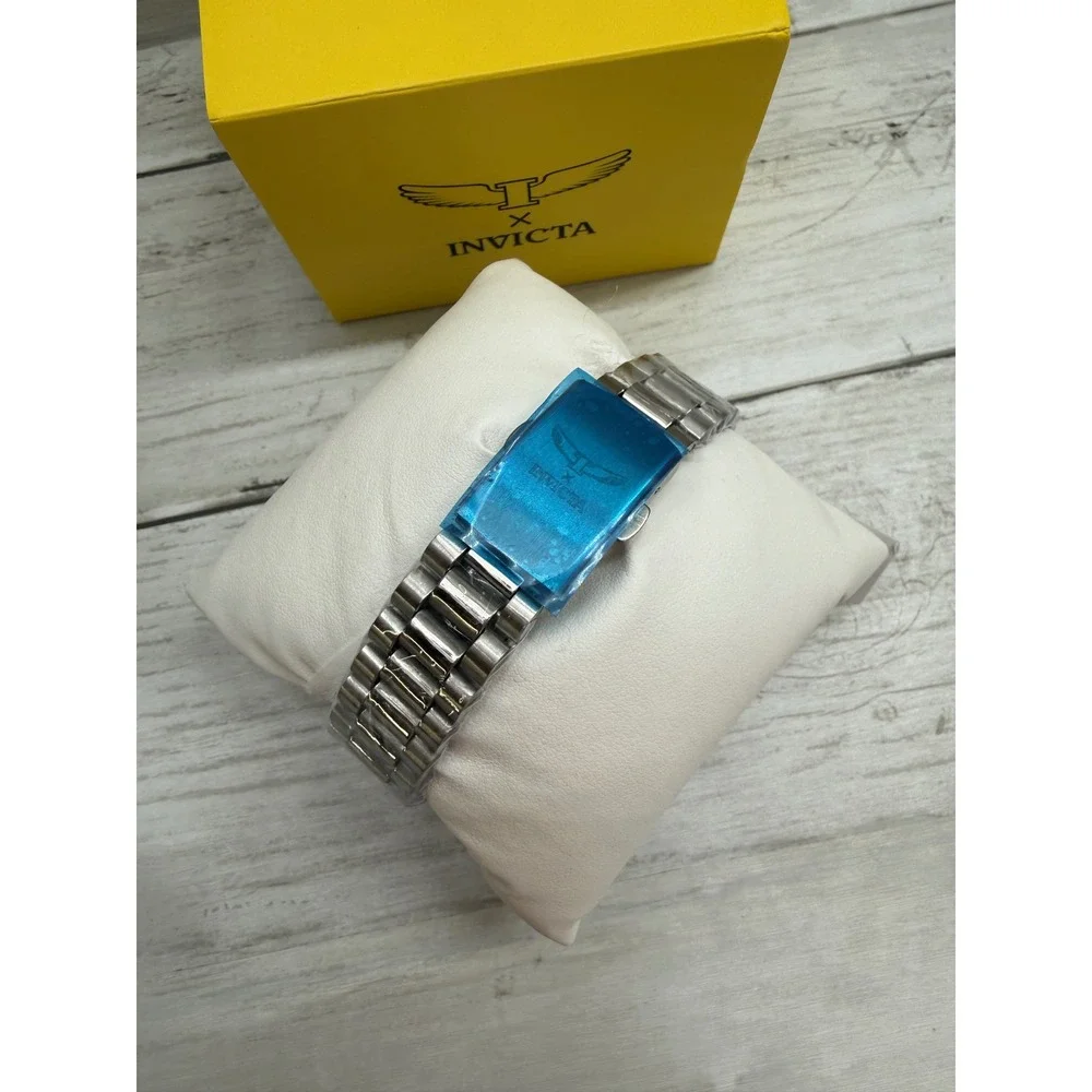 Invicta Specialty Mens Watch Teal Sunray Dial Fluted Bezel Silver Steel 70049